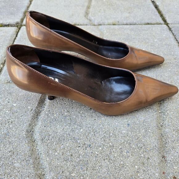 Prada pointed toe heels EU Womens Sz 37.5, ~ US 7.5 In Brown Italy Made - Picture 5 of 16
